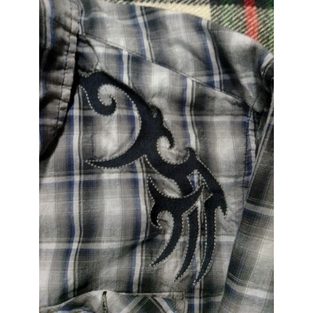 Helix Mens Pearl Button Up Shirt Long Sleeves Gray Western Embroidered Size 2XL - Picture 3 of 4
